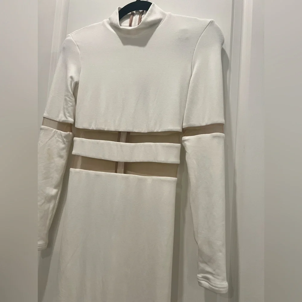 NWT JLUXLABEL White Mesh Panel Bodycon Dress Size S - Picture 3 of 8